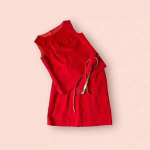 Vintage red velvety skirt top and belts set